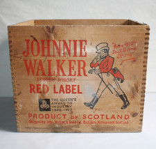 Antique Johnnie Walker Scotch Whiskey Wooden Advertising Case, Height 31cm