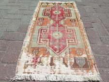 Doormat, Turkish Small Rug, Distressed Carpet, Bedroom Rug, Tapis Teppich 19X41"