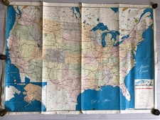 Grande Carte ETATS-UNIS AMERIQUE USA vers 1945 (120x86 cms)