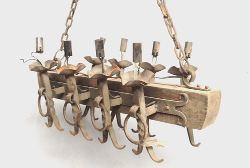 Lustre rustique bois plus - rustique,