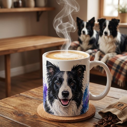 Border collie watercolor - border,