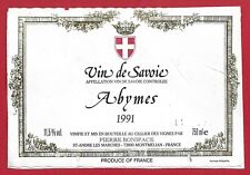 105-18 wine label SAVOIE ABYMES CELLIER DES VIGNES St André LES MARCHES 1991