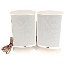 Jamo A340 White Bookshelf Satellite Surround Speaker Pair w/ Stands & 9ft Wire