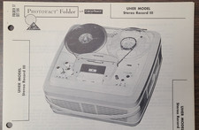 UHER MODEL STEREO RECORD III TAPE RECORDER PHOTOFACT