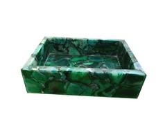 Évier En Pierre D'Agate Verte Fait Main 18" X 12" Décor D'Intérieur En Agate