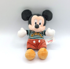 Petite peluche doudou Mickey DISNEY BABY tee-shirt vert blanc grelot 19 cm
