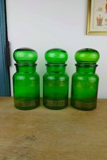 Lot of 3 Green Apothecary Jars with Gilding Pattern - 1 Liter, Belgium