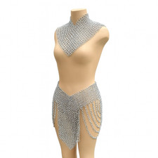 Médiéval Cotte Ensemble Costume – Handmade Métal Jupe Cou Armure pour Fantaisie