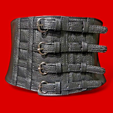 4-BUCKLE ELASTIC WAIST CINCHER corset belt XS S wide gothic witch vampire Y5
