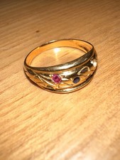 Belle Bague or jaune 18 carats et pierres précieuses