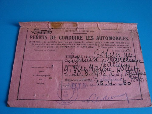 Ancien permis conduire 1950 - ancien,