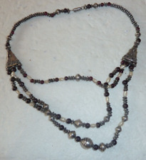 superb Tuareg necklace in silver, carnelian & pearl, very original, rare!