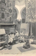 Old postcard ALGERIA CARPET WEAVING