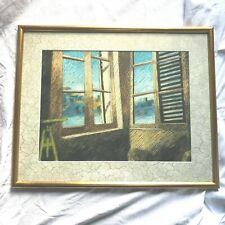 WINDOW VIEW DRAWING XX EME CENTURY GOLDEN WOODEN FRAME 