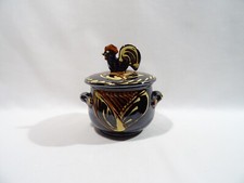OLD POT TERRINE WITH LID ROOSTER POTTERY TERRACOTTA VARNISHED
