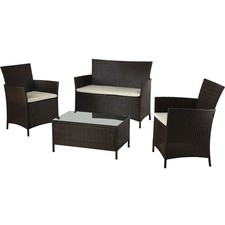 Ensemble De Mobilier De Jardin Canera 4 Pièces En Polyrattan Marron