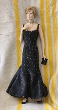 DIANA PRINCESS OF SOPHISTICATION PORCELAIN DOLL BLACK SEQUIN GOWN FRANKLIN MINT