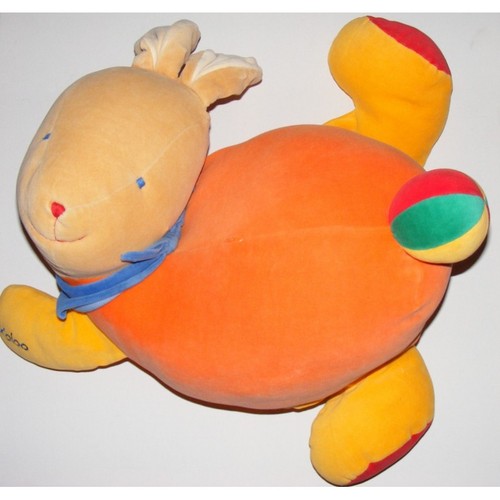 Grand doudou pouf lapin orange - lapin,