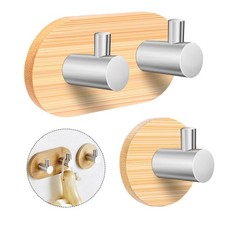 Crochets à Serviette en Bambou, Porte Manteau Mural Bois, Patère Porte à Susp...