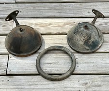 2 Antique FORD MODEL T HEADLIGHT Buckets W/ Mounting Brackets Reflectors 1 Ring