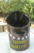 ANTIQUE SMALL COAL BUCKET ADVERTISING ENAMEL LOW ATTIC MINE