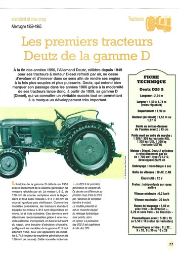 Tracteur deutz gamme - deutz, les