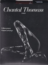 Collant CHANTAL THOMASS GUIPURE Bordeaux/Gris. Taille 2. Fashion tights.