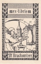 Exlibris Livre Plaque Klischee Ludwig Ortlieb Écrivain Halskrause