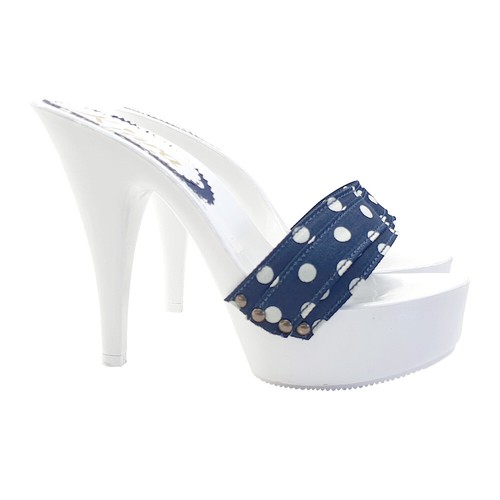 Mules blanches pois bleus - pois,