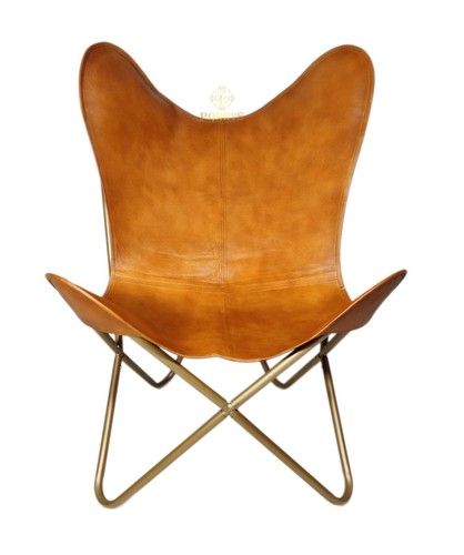 Chaise papillon cuir selle - chaise,