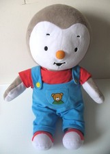 Peluche Doudou grand géant T'choupi bleu rouge gris - 50cm