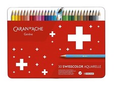 CARAN D ACHE Etui métal de 30 Crayons de couleur Swisscolor Assortis