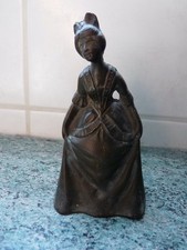Stunning Rare Antique Women's Bronze Table Bell Bell Doorbell 12cm 19th Century