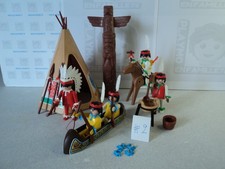 PLAYMOBIL vintage western indiens campement tribu tipi canoë set 3483 de 1980 #2