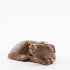 Old Wooden Netsuke 19/20th C Japanese Japan COW OX Meiji Period