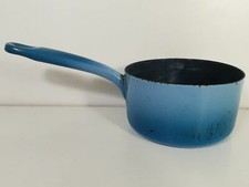 Casserole bleue ancienne vintage en métal émaillé enamelled pan années 40 / 50
