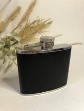 STEEL 4OZ - Black Leather Faux Metal Alcohol Flask