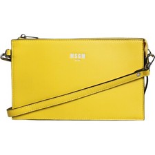 MSGM Sac Cuir Jaune Logo