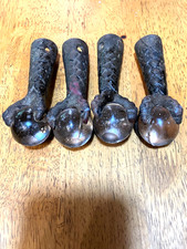 Antique Set Of 4 Large 4" Glass Ball Cast Iron Claw Foot Feet Table Stool Legs