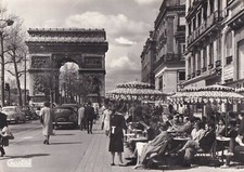 Postcard postcard 10x15cm PARIS Champs-Elysées terrace coffee bar bartender