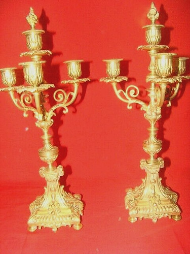 Paire chandeliers bronze - en,
