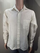 Vtg 1970s 80s Pierre Cardin Don Repassage Cream Satin Look Button Front Shirt M