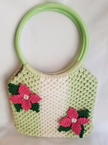 Handmade green white pink - green,