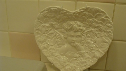 1995 handpainted ceramic heart - ceramic,