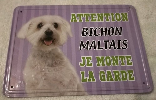 Plaque attention bichon - plaque,