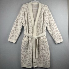 Barefoot Dreams CozyChic Leopard Print Robe Sz XL Ivory Belted Pockets Comfort