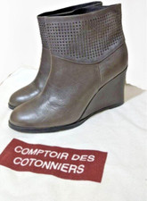 💕 Comptoir des Cotonniers 37 💕 chaussures cuir grises kaki low boots bottines