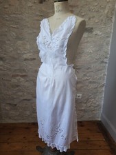 Antique Embroidered Linen Lace Serving Apron 1900 1920 Old Apron sz U