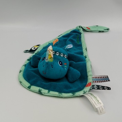 Doudou plat rhinocéros - , bleu