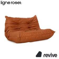 Ligne Roset Togo Cuir Végétalien Tissu Canapé Deux Places Marron Rembourrage